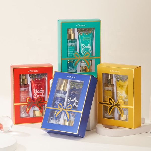 KORMESIC Wholesale Perfumes Private Label Fragrances Spray Bodymist Gift Box Long Lasting Christmas Body Lotion Mist Set