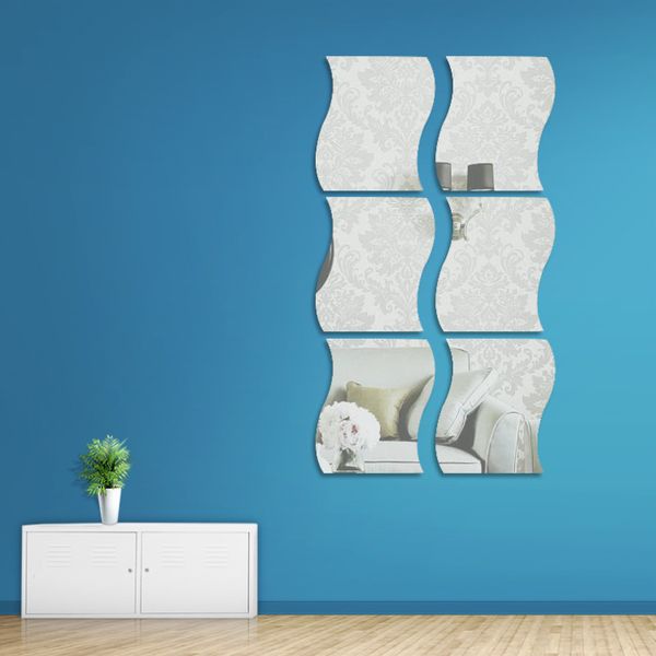 Custom Home Decoration Wavy Frameless Wall Mirror Glass Mirror Brick Self-adhesive Paper Decorative Irregular Mirror Miroir