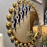 2024 Modern Home and Living Room Decorative Metal Framed Mirrors Luxury Gold Mirror with Ball Design Wall Mirror