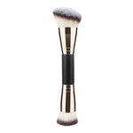 HMU Synthetic Hair Vegan Material Multi-Functional Single Foundation Makeup Brush Double-Ended With Angled Blush Contour Powder