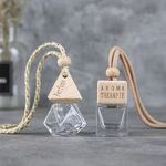 Custom Portable Car Perfume Bottle Reed Diffuser Bottle with Wooden Lid Car Diffuser Essential Oil