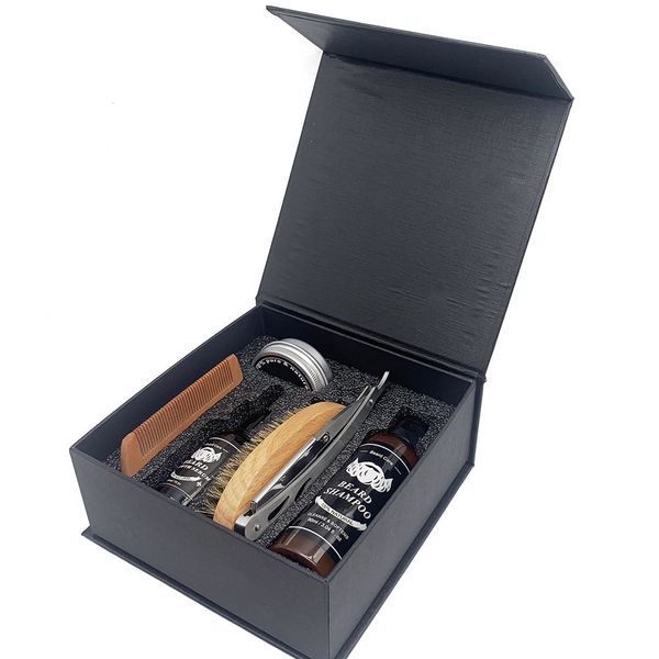 Wholesale Beard Grooming Growth Kit Set Custom Private Label Beard Oil Balm Shampoo and Conditioner Comb Brush Razor for Men